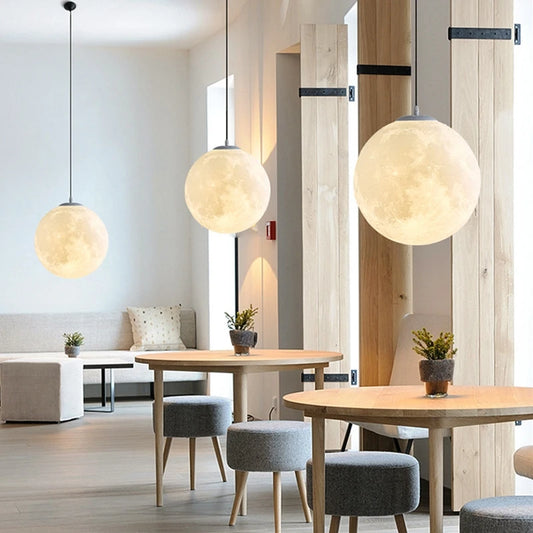 Modern 3D Printed Chandelier with Moon Shape