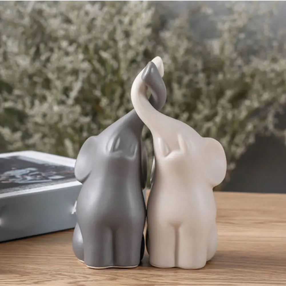 Ceramic Elephant Couple Miniatures