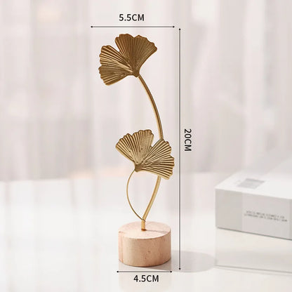 Golden Ginkgo Leaf Feather Metal Model