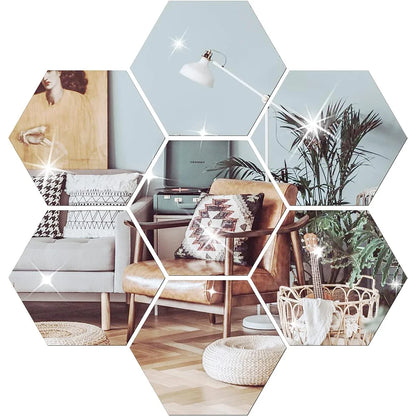 3D Mirror Wall Sticker Hexagon Shape