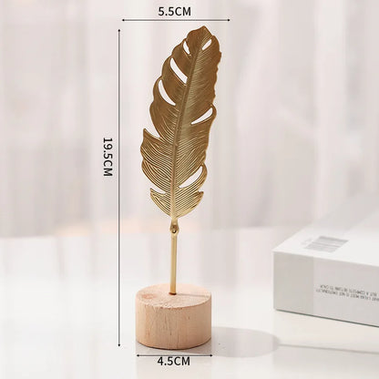 Golden Ginkgo Leaf Feather Metal Model