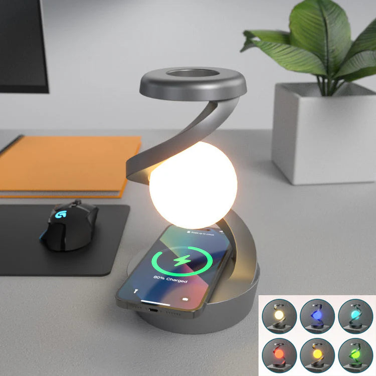 3D Spiral Levitating Moon Lamp with Wireless Charger